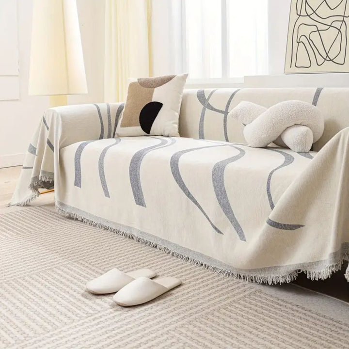 Bølge Linjer Chenille Sofa Betræk