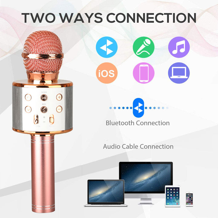 Genopladeligt trådløst Bluetooth karaoke mikrofon