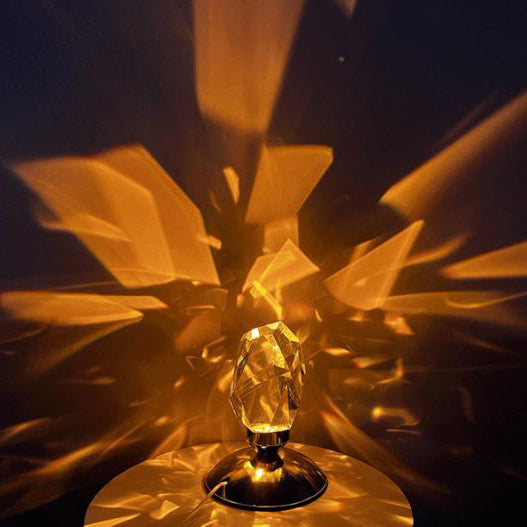 LuxorLite Diamant Krystal LED Bordlampe | Luksuriøs Stemningslys | 3 eller 16 farveændringer | Trådløs Natlampe