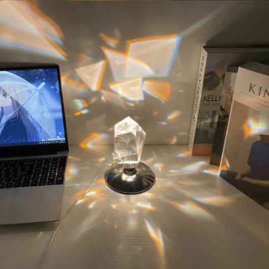 LuxorLite Diamant Krystal LED Bordlampe | Luksuriøs Stemningslys | 3 eller 16 farveændringer | Trådløs Natlampe