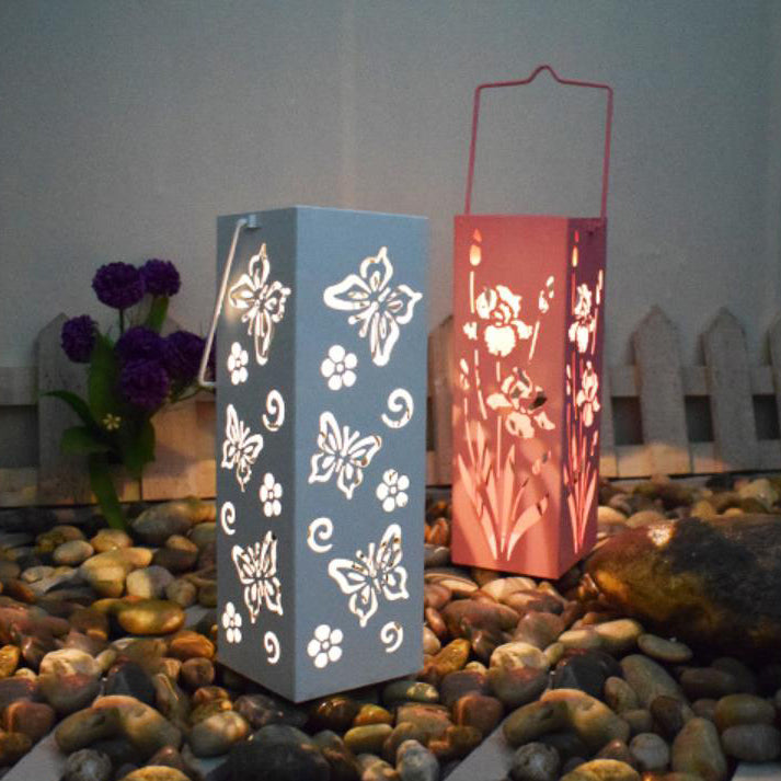 Sol Butterfly Rose Mønster Hult Søjle LED Udendørs Vandtæt Dekorativ Lampe