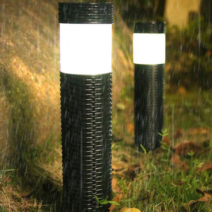 Udendørs Solrattan Cylindrisk LED Haveplæne Indbygget Landskabslys