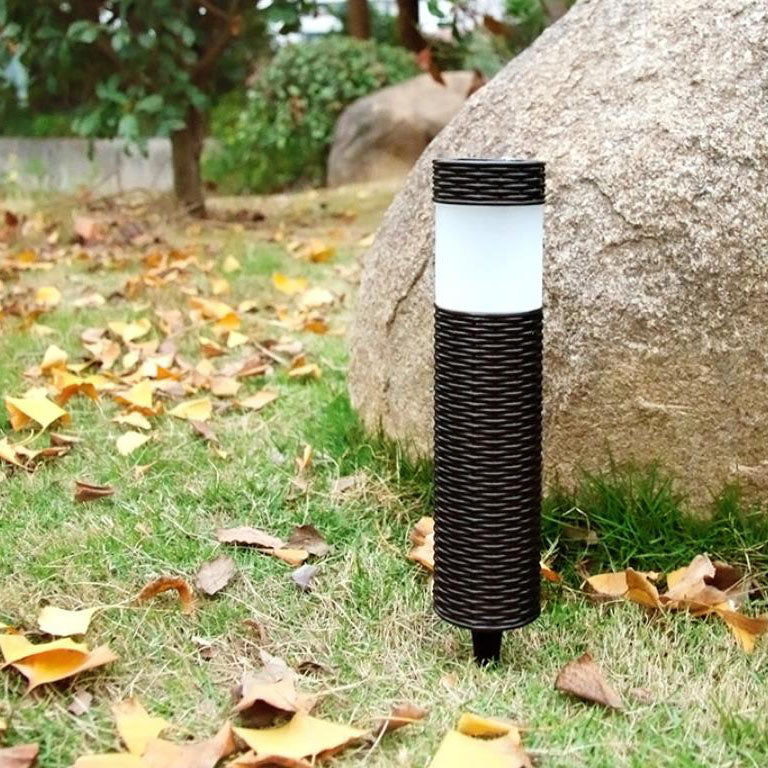 Udendørs Solrattan Cylindrisk LED Haveplæne Indbygget Landskabslys