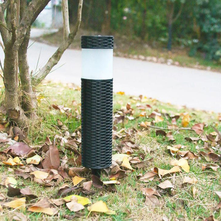 Udendørs Solrattan Cylindrisk LED Haveplæne Indbygget Landskabslys