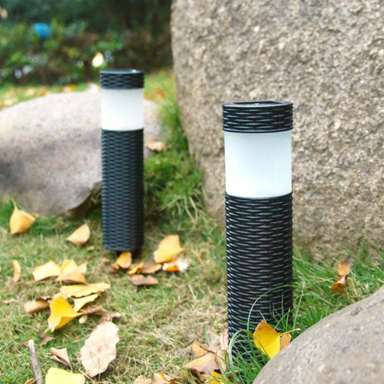 Udendørs Solrattan Cylindrisk LED Haveplæne Indbygget Landskabslys