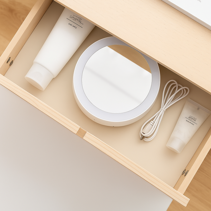 Dobbelt Sided Forstørrelsesspejl – LED Belysning – 10× Forstørrelse – Makeup &amp; Plukning