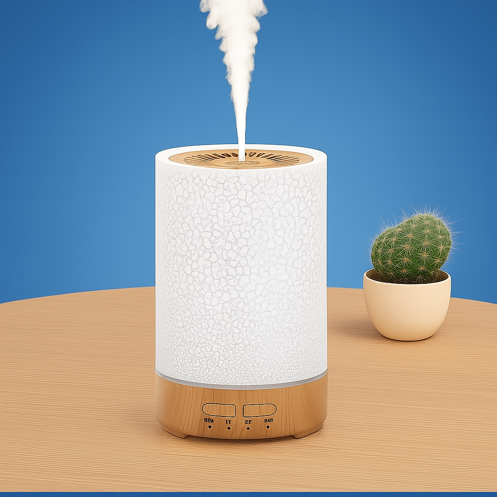 Æterisk Oliediffuser med LED Natlys – Stille Cool Mist – Soveværelse &amp; Hjem Afslapning