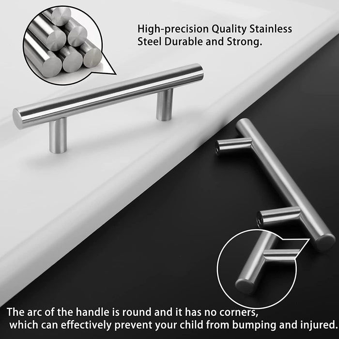 Børstet Nikkel Moderne Rustfrit Stål Skuffe Hardware T-Bar Håndtag