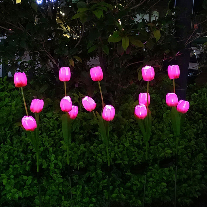 Solar Tulip Plænelampe Udendørs Have LED Tulipan Blomsterlampe Jordspyd Landskabsbelysning