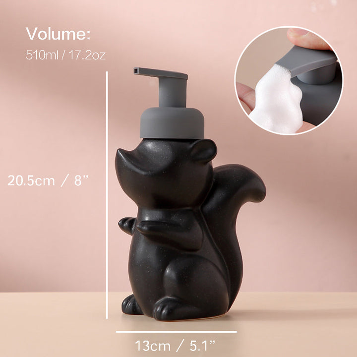 Keramisk Sæbedispenser, Egern Skum Pumpe Badeværelsesflaske, Dyre Design, Genopfyldelig Genanvendelig Lotion Pumpe til Badeværelse Køkken, 510ml/17.2oz