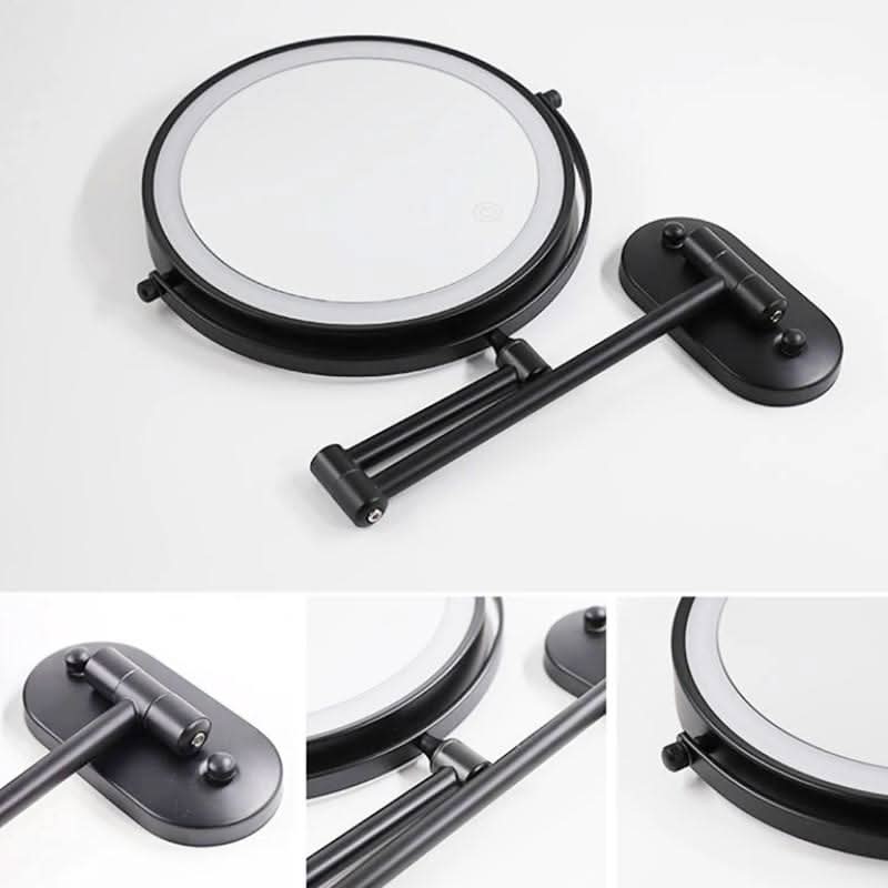 Sort LED Genopladeligt Makeup Spejl – 3-farvet Lys