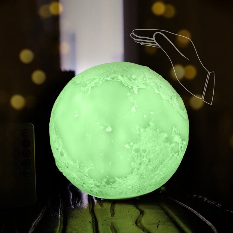 Kreativ Mini Genopladelig 3D-Printet Måne 1-Lys LED Bordlampe
