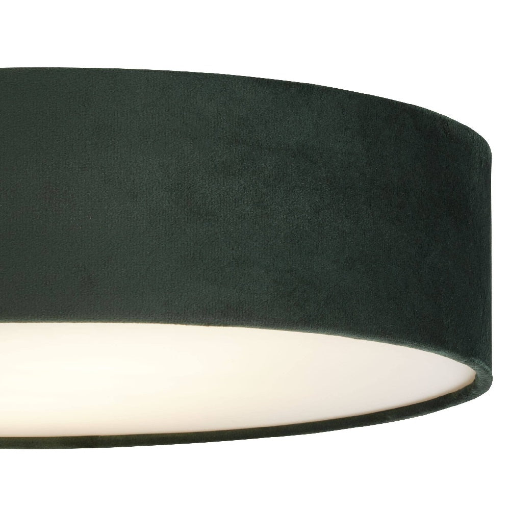 Grøn Velour &amp; Opal Diffuser Vintage Rund Flush Trommel Lys 38cm