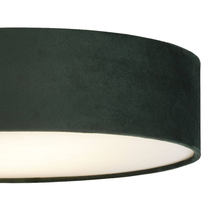 Grøn Velour &amp; Opal Diffuser Vintage Rund Flush Trommel Lys 38cm