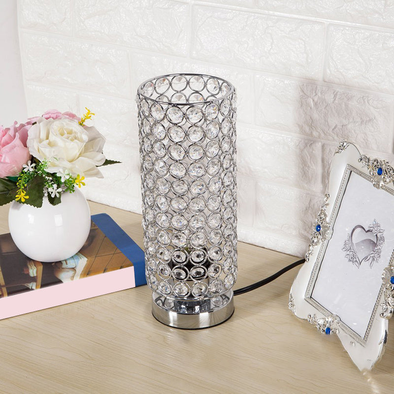Krystal Bordlampe - Modern Natlampe med Krom Finish