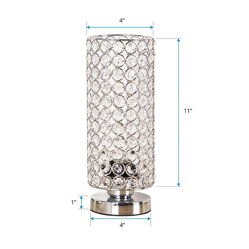 Krystal Bordlampe - Modern Natlampe med Krom Finish
