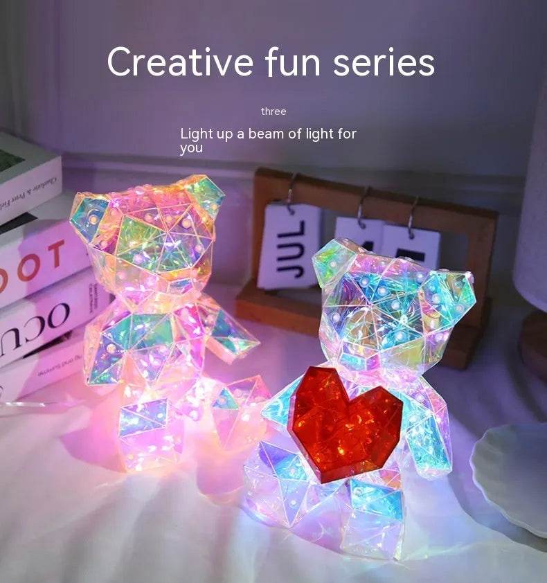 Laser grænseoverskridende farverig bjørn fødselsdags julegave DIY dekoration valentinsdag gave bjørn natlys