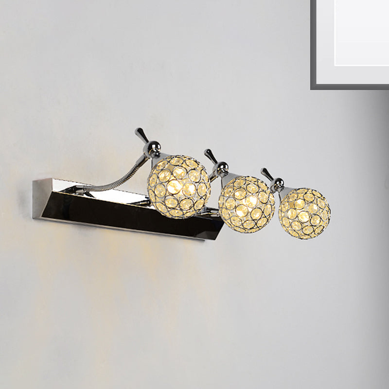 Orbit Væglampe Sconce Modernist Stilfuld Klar Krystal 3/4 Lys Sort Overflade Kosmetisk Spejl Lys, Varm/Hvid Lys