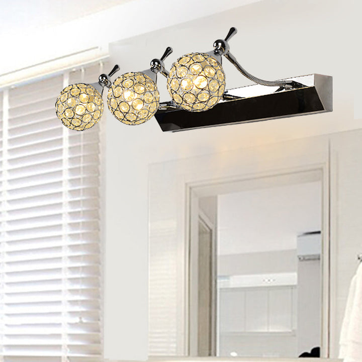 Orbit Væglampe Sconce Modernist Stilfuld Klar Krystal 3/4 Lys Sort Overflade Kosmetisk Spejl Lys, Varm/Hvid Lys