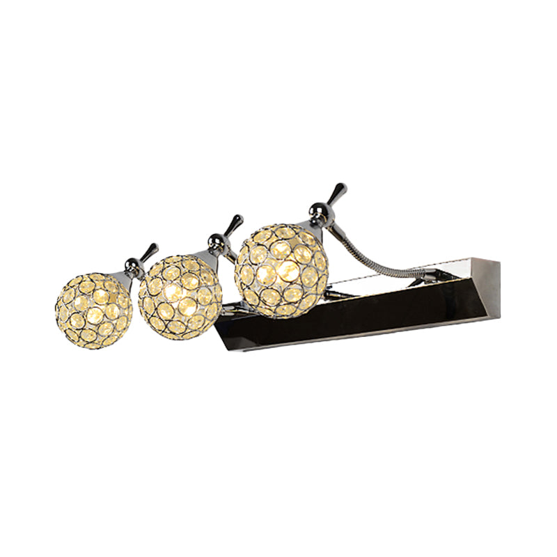Orbit Væglampe Sconce Modernist Stilfuld Klar Krystal 3/4 Lys Sort Overflade Kosmetisk Spejl Lys, Varm/Hvid Lys