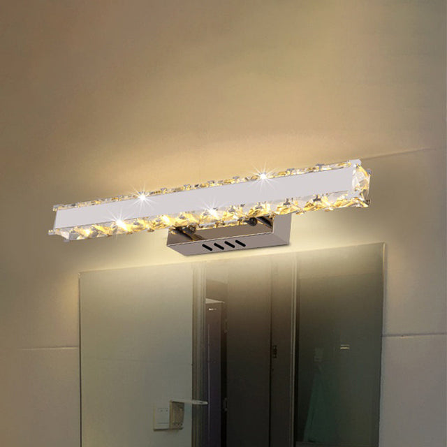 11.5"/16.5" Bred Rektangulær Vanity Spejl Lys Moderne Stil Klar Krystal LED Hvid Væglampe til Badeværelse