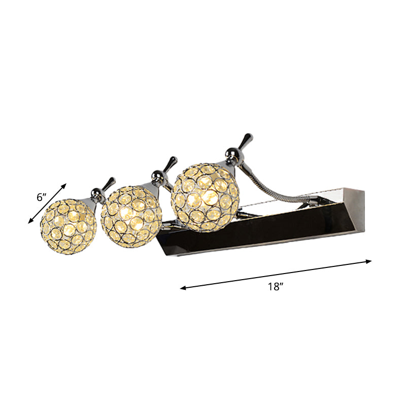 Orbit Væglampe Sconce Modernist Stilfuld Klar Krystal 3/4 Lys Sort Overflade Kosmetisk Spejl Lys, Varm/Hvid Lys