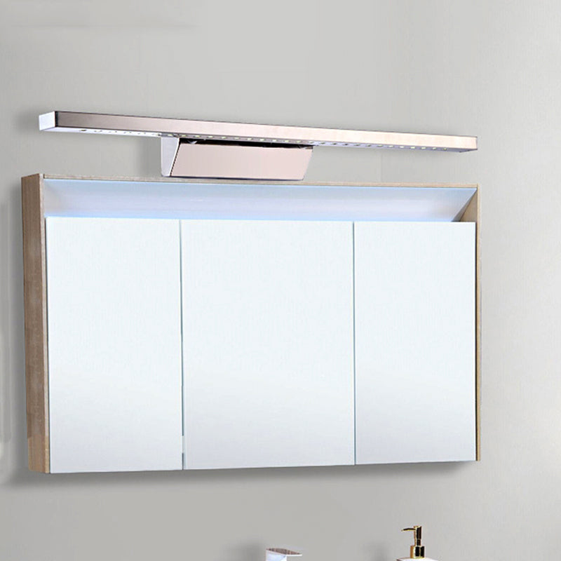 Rektangulært Indvendigt Spejl Lys Rustfrit Stål 16"/19.5" W LED Moderne Væghængt Lys i Krom, Varme/Hvid Belysning