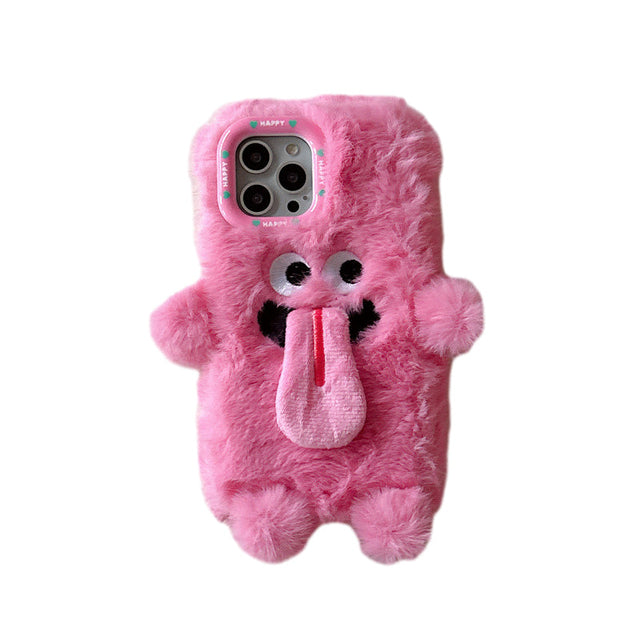 Sjovt Tunge Stikkende Plush Telefon Etui Til iPhone