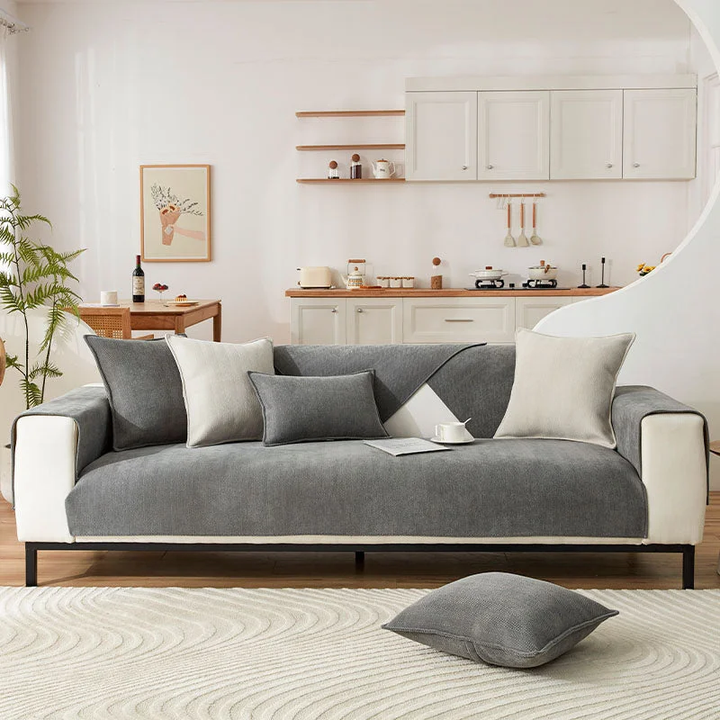 Bølget Tjek Chenille Stof Møbelbeskytter Sofa Dække
