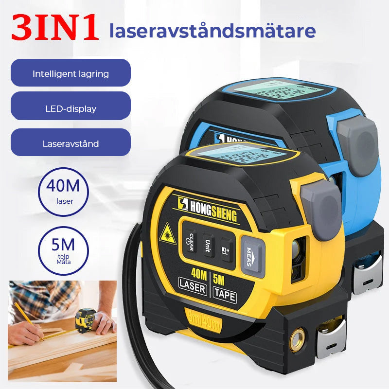 3-i-1 Infrarød Laser Båndmåler