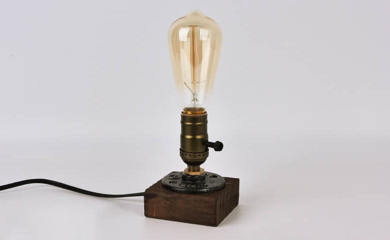 Vintage Industriel Jern Lyspære 1-Lys Bordlampe