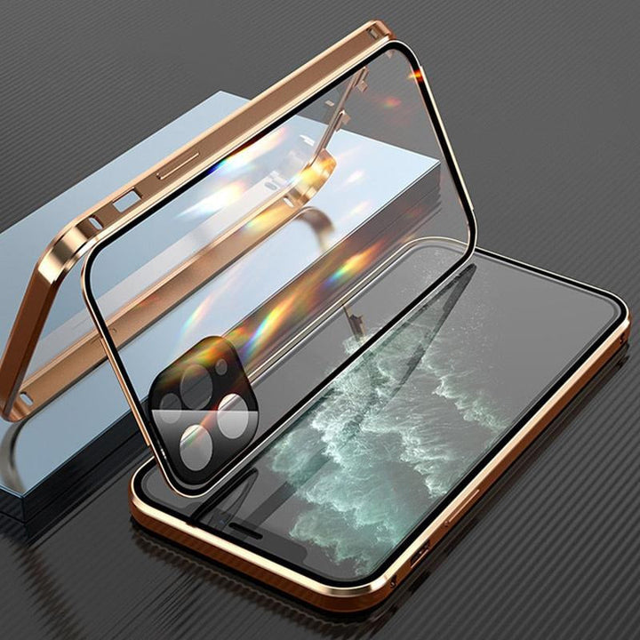 iPhone cover med dobbeltsidet spænde