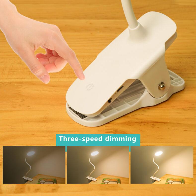 Simpel LED Clip Skrivebordslampe Genopladelig Øjenbeskyttelse Nattelys