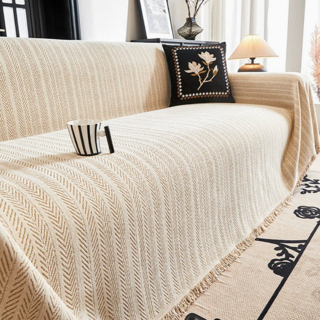 Herringbone Chenille Frynser Sofa Betræk