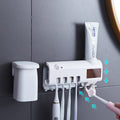 Smart UV Lys Sterilisator Tandbørsteholder, Væghængt Tandpastadispenser