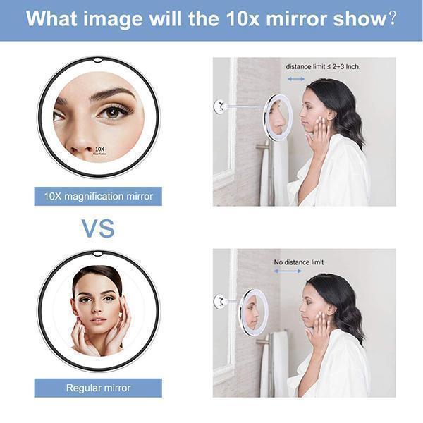 10x forstørrelse LED-oplyst makeup spejl
