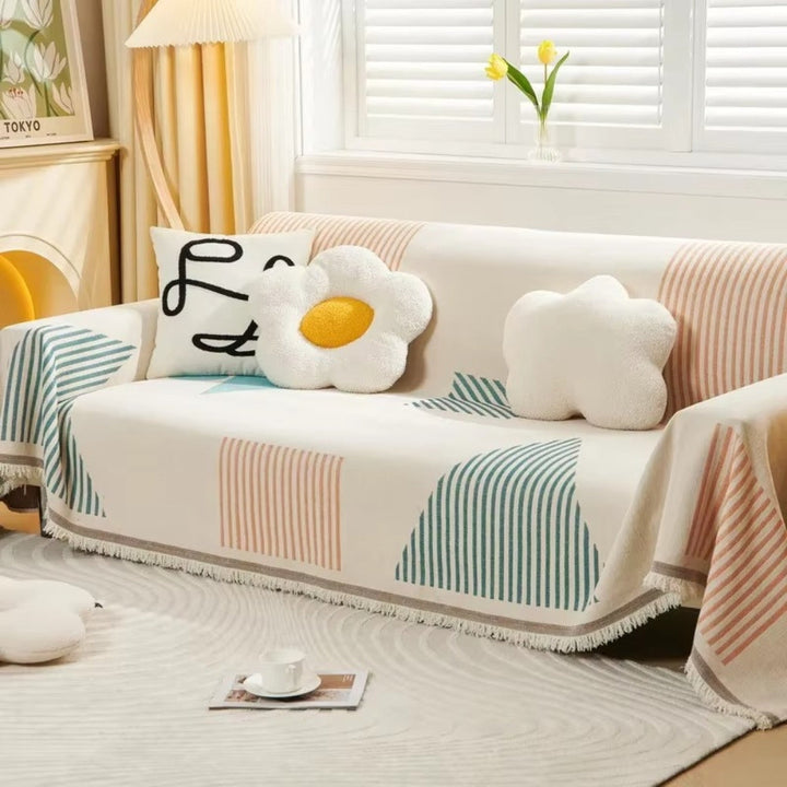 Meringue Chenille Geometri Sofa Betræk