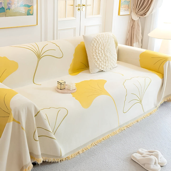 Pastoral Stil Ginkgo Blad Sofa Dække
