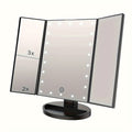 GlowMirror – Sammenklappeligt LED Makeup Spejl med 3x/2x Forstørrelse |