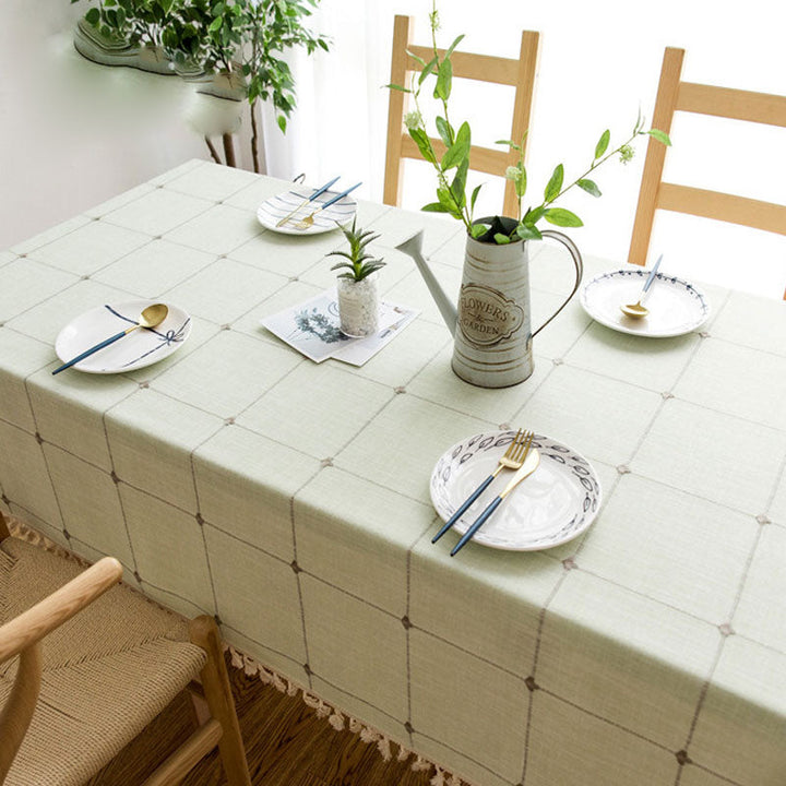 Vandtæt Oliebestandig Rektangulær Dug i Bomulds- og Linnedmateriale, Krølfri Dug til Køkken, Spisestue, Buffet, Fest