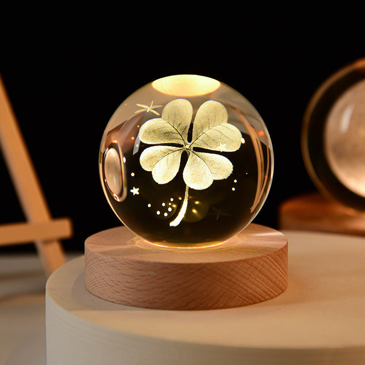 LED Natlys Galaxy Krystalbold Bordlampe 3D Planet Månelampe Soveværelse Hjem Deko Til Børn Fest Børns Fødselsdagsgaver