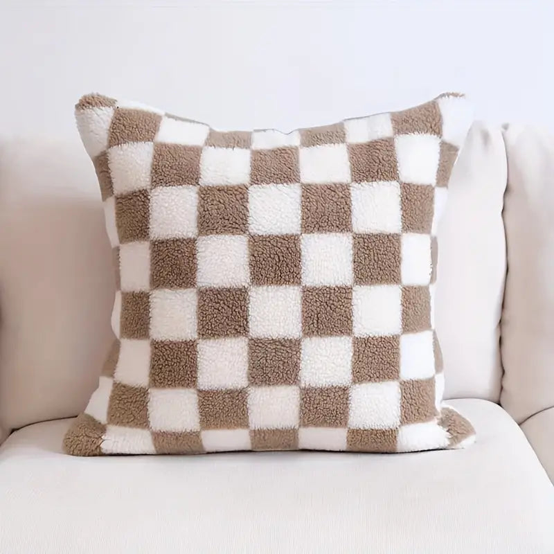 Checkerboard Faux Fur Pillowcase