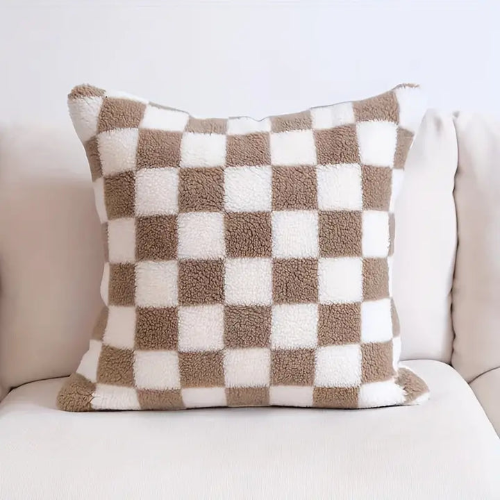 Checkerboard Faux Fur Pillowcase