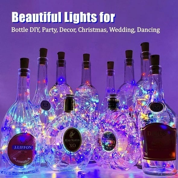 Led Flaske Lys Kork Nattelys DIY Dekor |