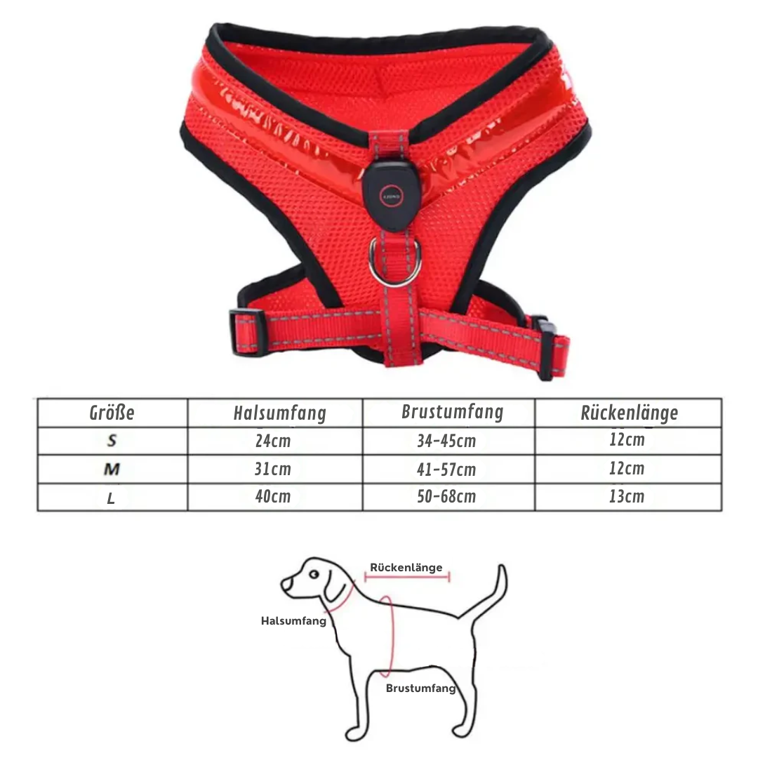 LED Hundesele USB genopladelig &amp; justerbar