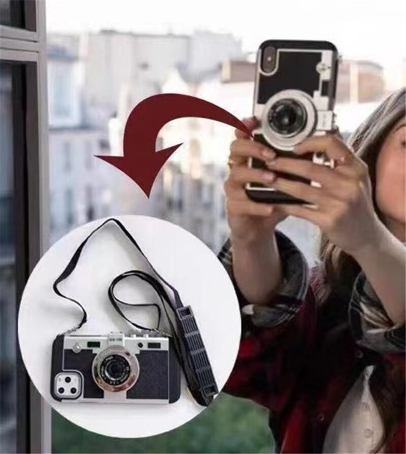 3D Retro Kamera Telefon Etui