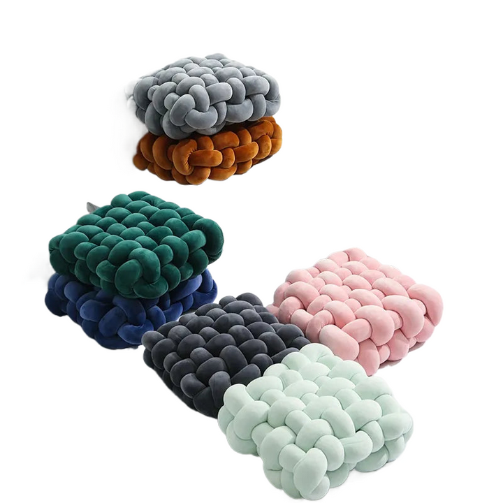 Stue Blød Plush Knude Pude Sofa Pude Ensfarvet Kvadrat Håndvævet Hjem Kaste Pude Kvadrat Vævet Sæde Pude