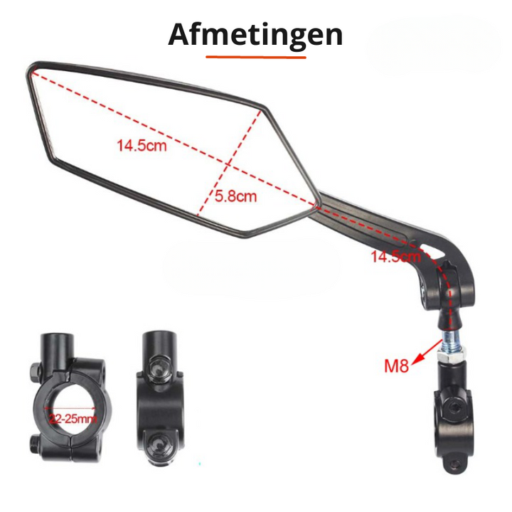 360° bakspejl til cykel med styrmontering |