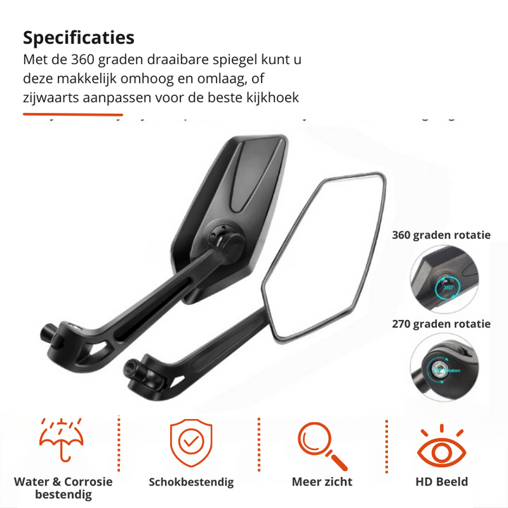 360° bakspejl til cykel med styrmontering |