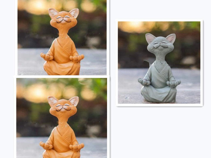 Legesyg Sort Buddha Kat Figur Meditation Yoga Samler Glad Kat Dekor Hjem Have Dekoration Have Ornament